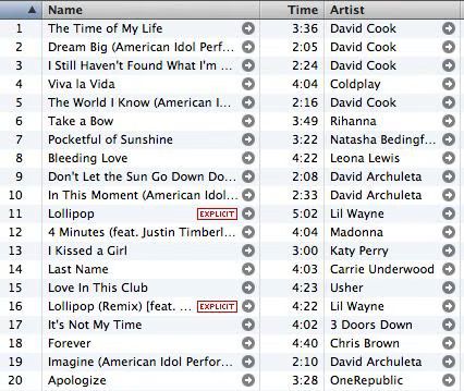 David Cook Archuleta iTunes