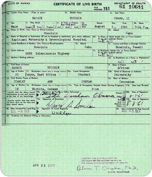 President Obama s Long Form Birth Certificate