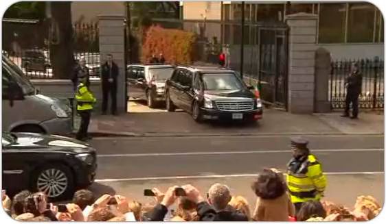 Obamas car gets stuck at US Embassy In Ireland