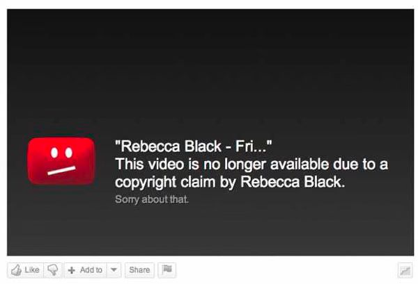 Rebecca Black takes down her own 'Friday' video on YouTube.jpg Rebecca Black takes down her own Friday video on YouTube