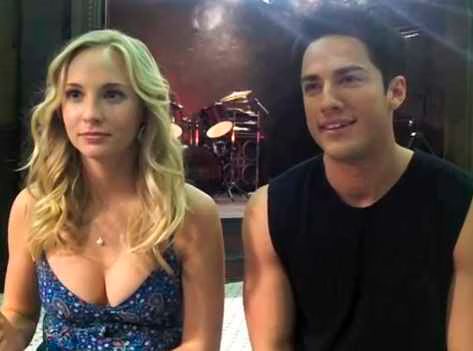 Michael Trevino and Candice Accola  On the Set of Vampire Diaries