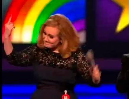Adele flips bird after acceptance speech cut off  Video