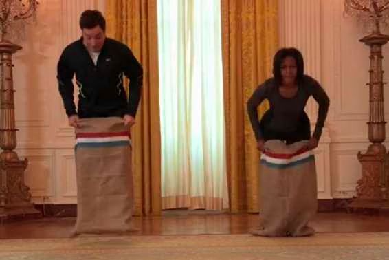 Michelle Obama exercises with Jimmy Fallon  Video