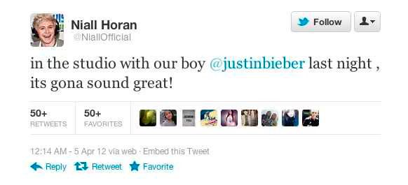 One Direction collaborates with Justin Bieber