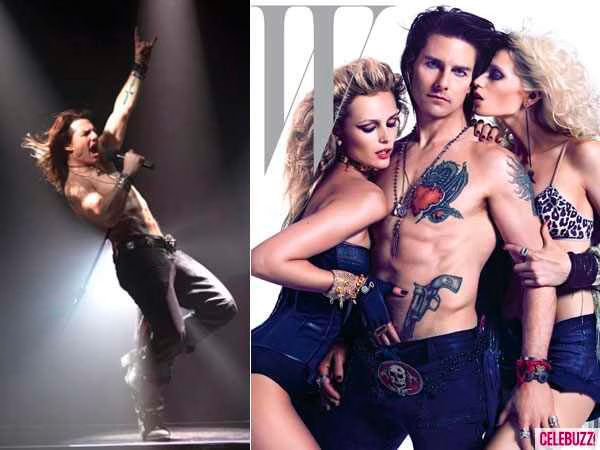Tom Cruise is shirtless with tattoos