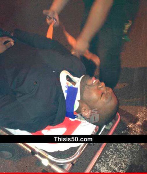 50 Cent hospitalized after car crash with mack truck  Photo