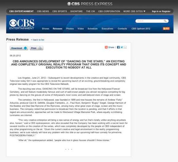 CBS to develop  Dancing on the Stars