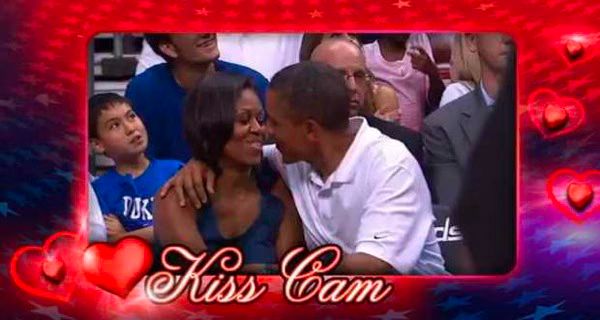 President Obama and First Lady on  Kiss Cam  Video