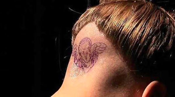 Lady Gaga  Angel Tattoo on Her Head  Photo