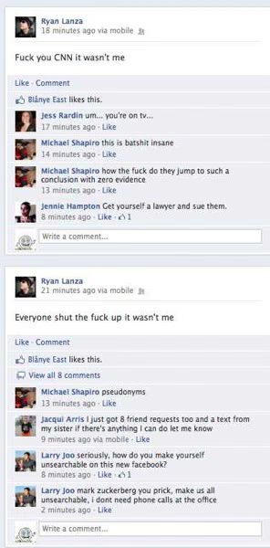 Ryan Lanza Facebook Status Update