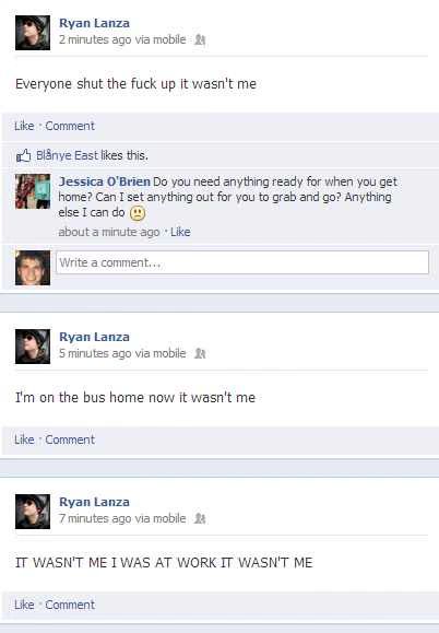 Ryan Lanza Facebook Status