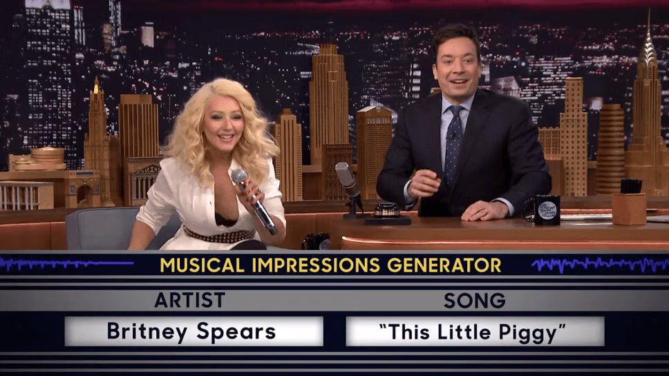 Christina Aguilera and Jimmy Fallon Play 'Wheel of Musical Impressions' (VIDEO)