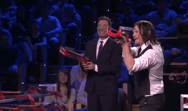 Norman Reedus breaks some faces with a crossbow on 'The Tonight Show' (VIDEO)
