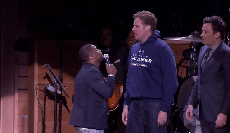Will Ferrell and Kevin Hart in epic Lip Sync Battle on The Tonight Show