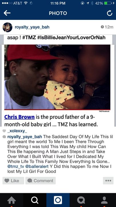 Instagram Chris Brown Baby Girl Screencap