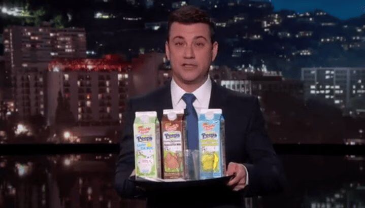 Jimmy Kimmel tries PEEPS-flavored milk- 'It tastes like the circus' (VIDEO)
