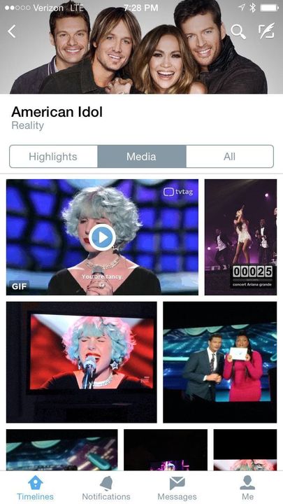 Twitter experiments with 'TV Timelines' 'American Idol'