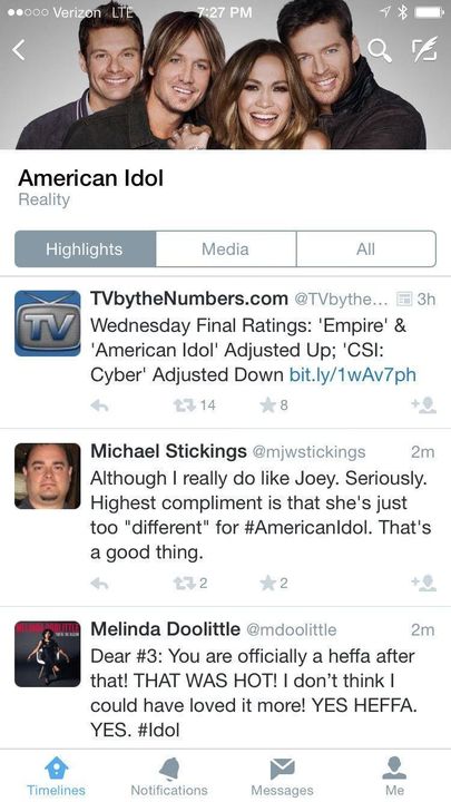 Twitter experiments with 'TV Timelines' using 'American Idol'