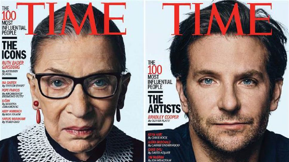 Bradley Cooper and Ruth Bader Ginsburg Time Most Influential People