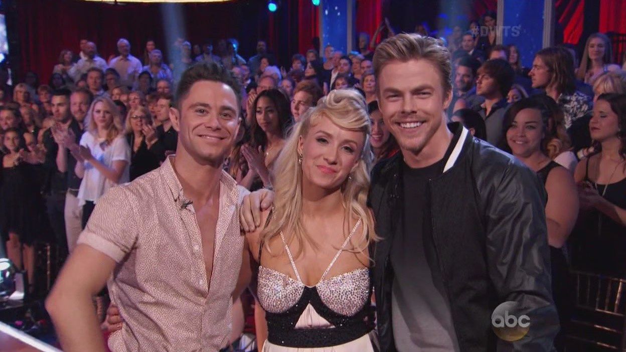 Nastia Liukin and Sasha Farber dance Charleston with Derek Hough and Andy Grammer