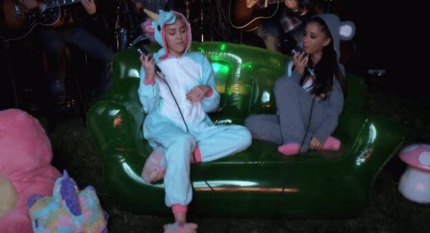 Miley Cyrus And Ariana Grande Sing 'Don’t Dream It’s Over' As A Unicorn and A Mouse