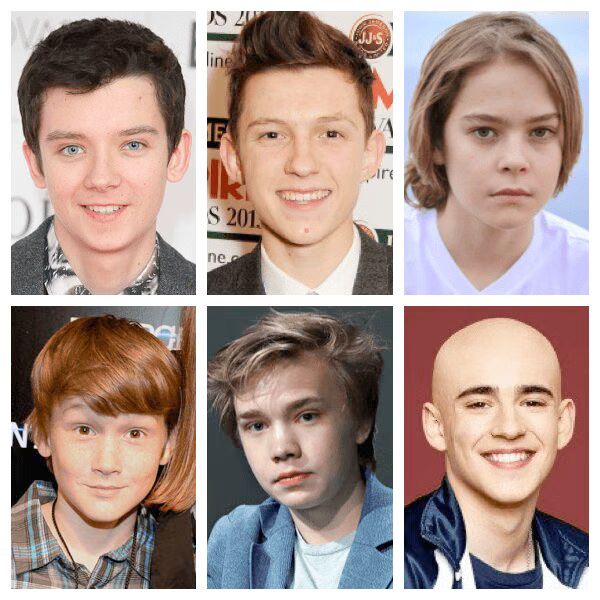 Top Row: Asa Butterfield, Tom Holland, Judah Lewis Bottom Row: Matthew Lintz, Charlie Plummer, Charlie Rowe