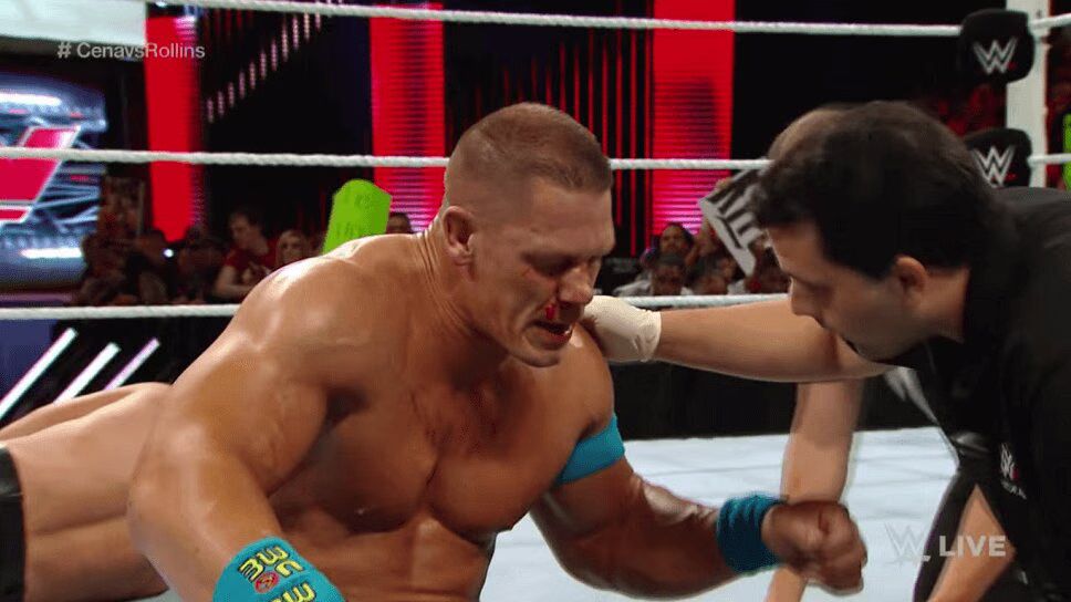 John Cena Breaks Nose on WWE Monday Night Raw (VIDEO)
