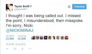 Taylor Swift Apologies to Nicki Minaj Over Twitter Argument