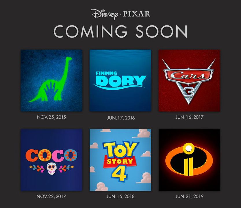 Disney Pixar Release Dates Incredibles Cars Toy Story