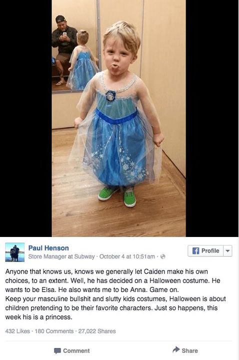 Dad Buys Son Elsa Costume For Halloween - Game On! (PHOTO)