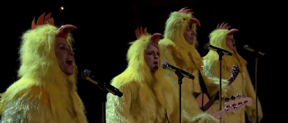 Jimmy Fallon, Alanis Morissette and Meghan Trainor Sing 'Ironic' as Chickens (VIDEO)