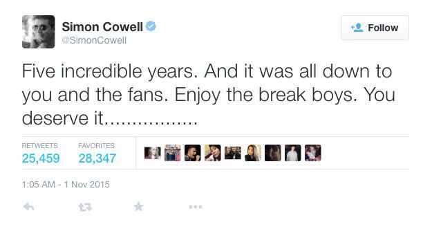 Simon Cowell Says Farewell To One Direction - It's Over