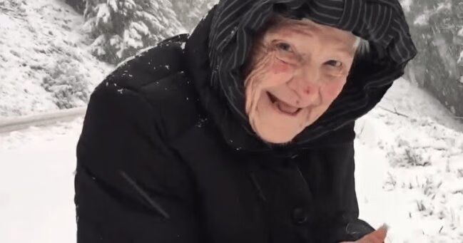 101-Year-Old Woman Has Priceless Reaction To Snow (VIDEO)