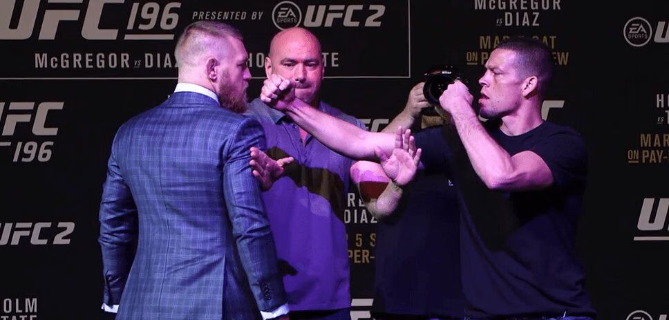 Conor McGregor and Nate Diaz Nearly Come to Blows at UFC 196 Press Conference (VIDEO)