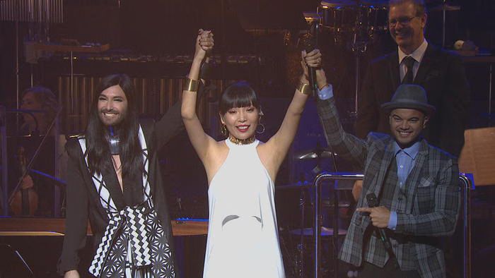 Conchita Wurst, Dami Im and Guy Sebastian