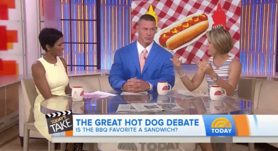 WWE Star John Cena Discusses If Hot Dogs Are A Sandwich on 'Today' (VIDEO)
