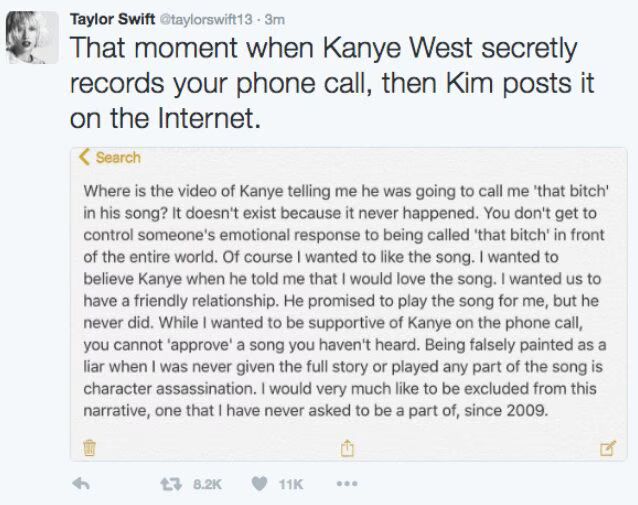 Taylor Swift on Leaked Kanye West 'Famous' Video It's 'Character Assassination'