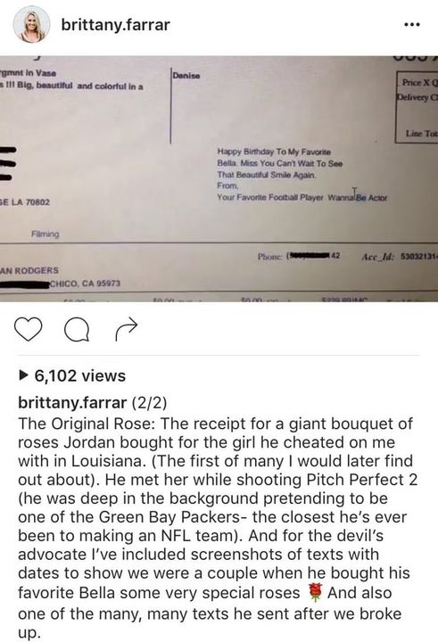 'The Bachelorette' Winner Jordan Rodgers Called Out On Instagram By Ex
