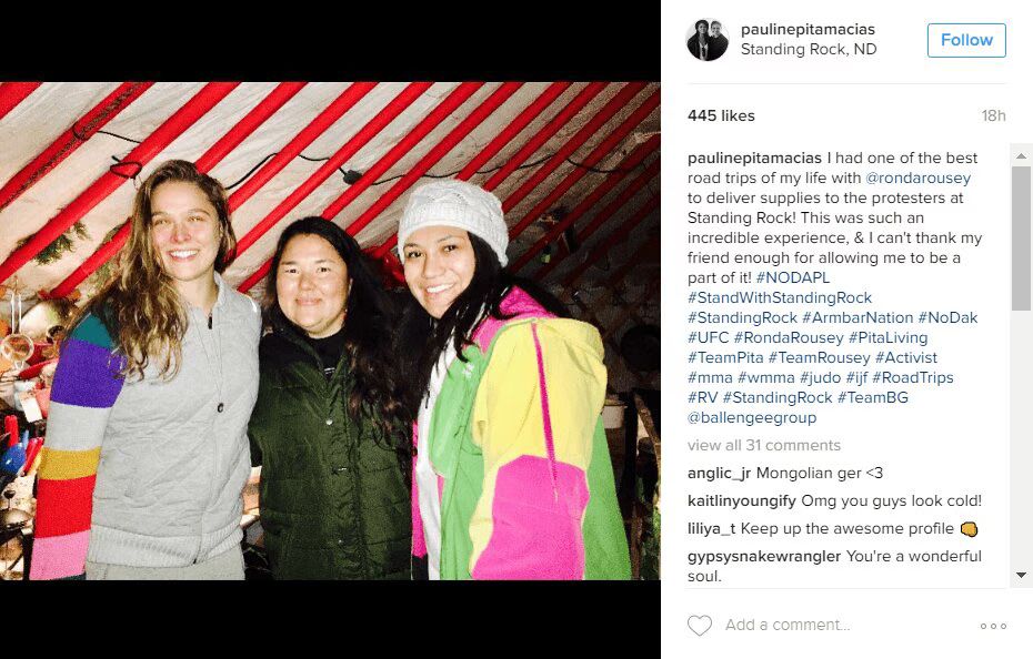 UFC Star Ronda Rousey Stands With Standing Rock (PHOTO)